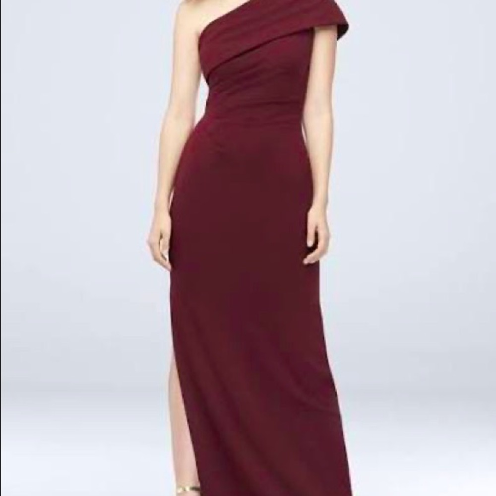 Davids bridal wine colored formal dress